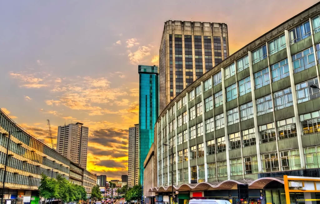 Birmingham city sunset